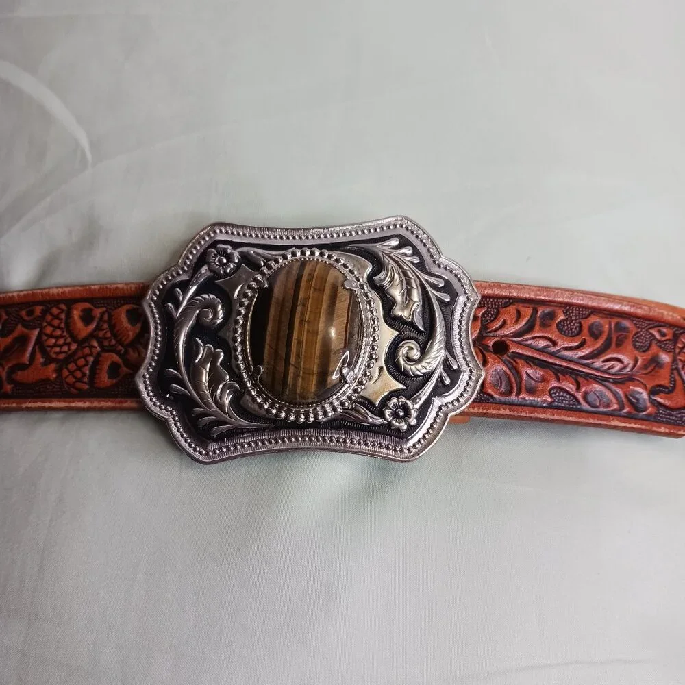 Vintage Western Men's Brown Leather Belt size 44